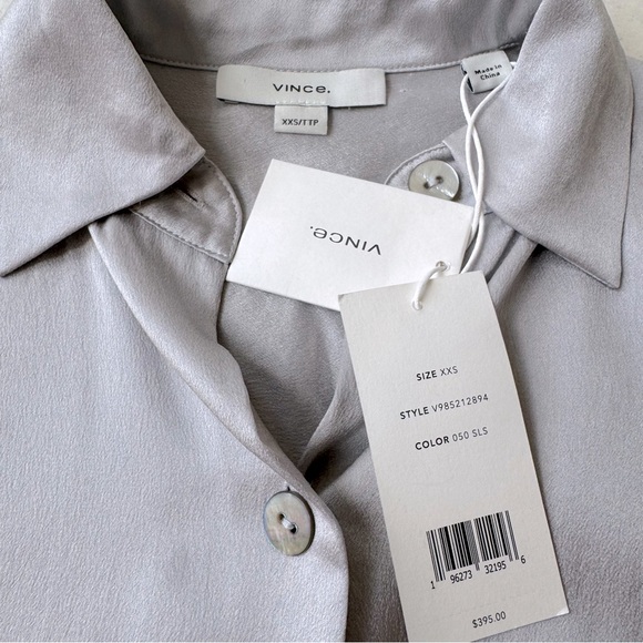 Vince Silk button up shirt gray size XXS - Picture 14 of 16
